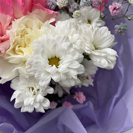 Букет с кустовой хризантемой - Фото 3