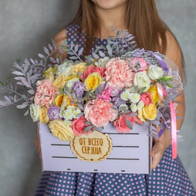 Цветочный деревянный ящичек "От всего сердца"