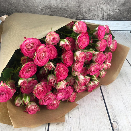 Роза кустовая 17шт розовая - Фото 4