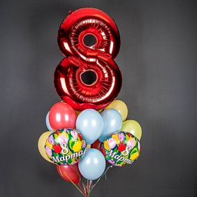 Композиция из шаров "С 8 марта!" Яркая