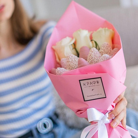 Букет цветов "Крафт xs pink"