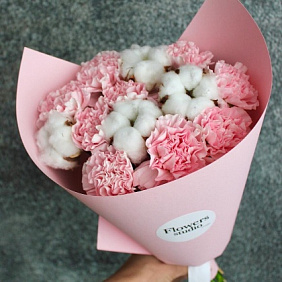 Розовый букет с хлопком №161