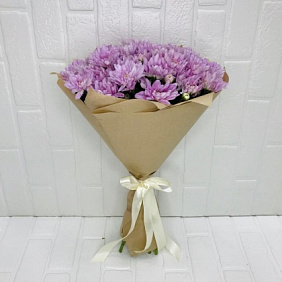 Букет из 9 розовых кустовых хризантем