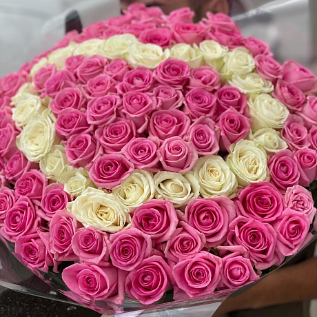 Букет из 101 розы в виде сердце - Фото 4