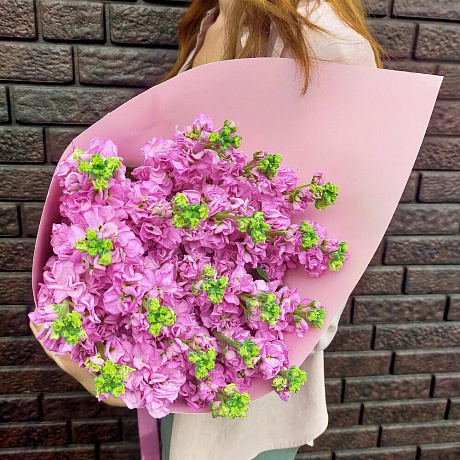 Букет из розовой маттиолы №160 - Фото 4
