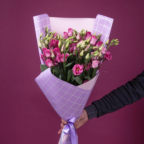 Букет из 11 розовых эустом - Фото 2