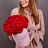 25 красных роз премиум в шляпной коробке - Фото 5