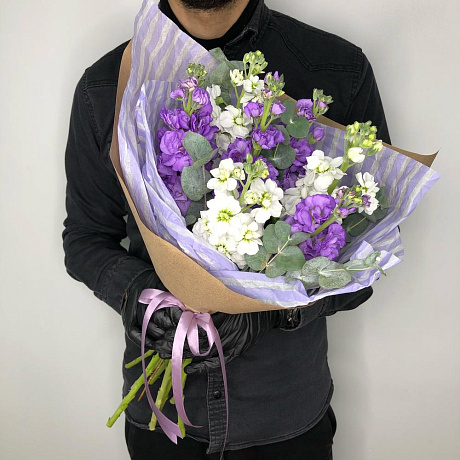 Букет из бархатной Маттиолы - Фото 2