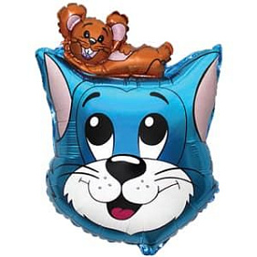 Фигура шар "Кот и мышь" синяя