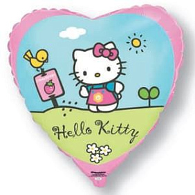 Фольгированное сердце шар "Hello Kitty"