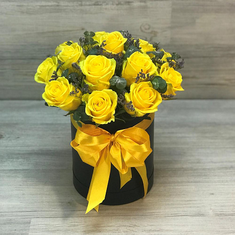 Коробки с цветами. Желтая роза. 15 шт. N264 - Фото 2