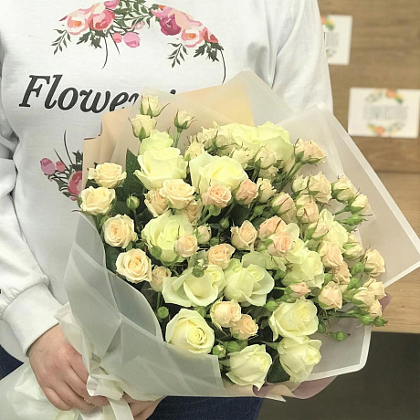 Кустовые розы. монобукет. N384 - Фото 2