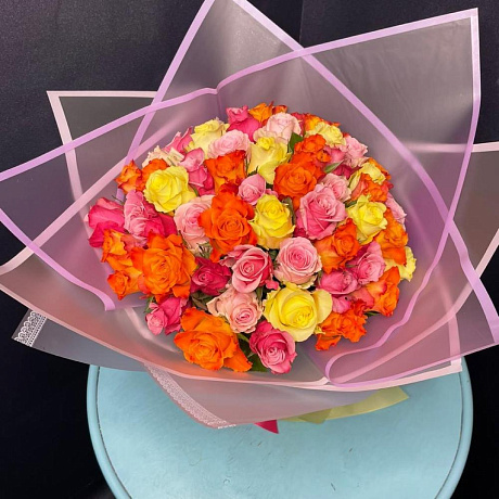 Монобукет из 61розы - Фото 5