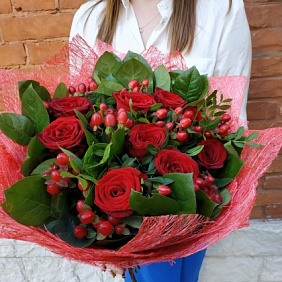Букет из роз "Пламя страстей"