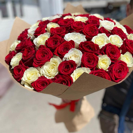 Букет из 51 розы страстный микс - Фото 4