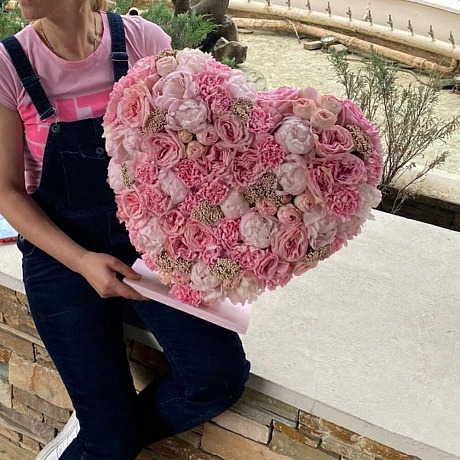 Букет цветов Розовое сердце №160 - Фото 3