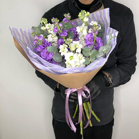 Букет из бархатной Маттиолы - Фото 3