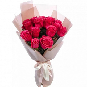 Букет из 15 розовых роз №163