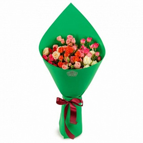 Букет 9 кустовых роз в фоамиране