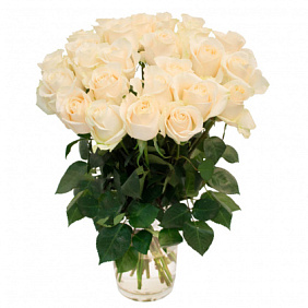Букет из 21 белой розы под ленту №2