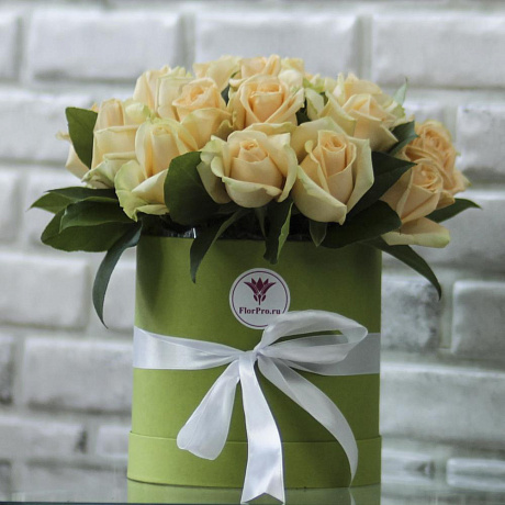 25 персиковых роз в коробке - Фото 5