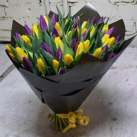 Микс из тюльпанов в матовой упаковке - Фото 2