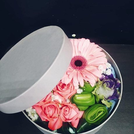 Шляпная коробка с цветами Анжелика - Фото 5