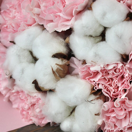 Розовый букет с хлопком №160 - Фото 4