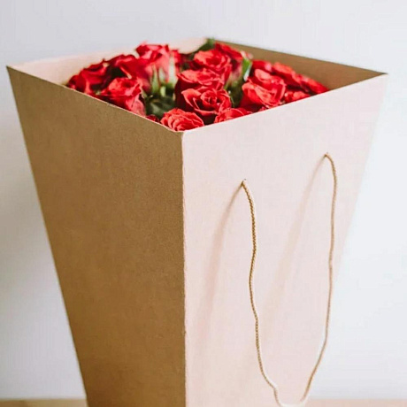 Букет цветов Розовый бал. Все в красном - Фото 4