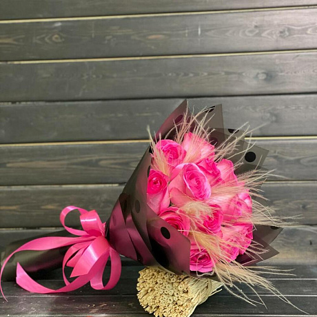 Розовый букет с перьями - Фото 3