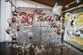 Фотозона "Пайеточная стена с шарами" - 7 из шаров