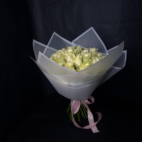 Монобкет из белой розы - Фото 3