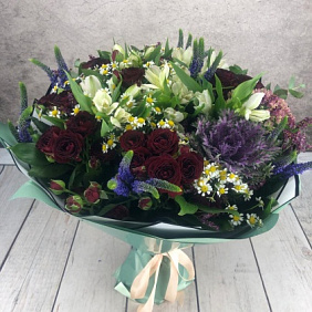 Букет цветов "Красный бархат" №161