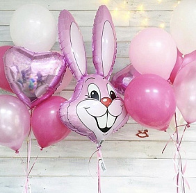 Композиция из шаров "Розовый Заяц"
