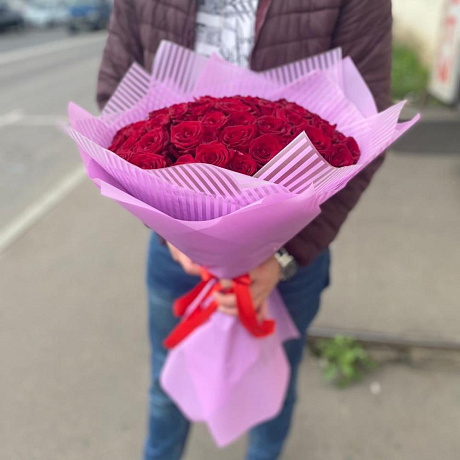 Букет из 51 красной розы - Премиум - Фото 2