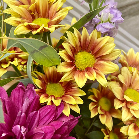 Букет из ярких хризантем №160 - Фото 3