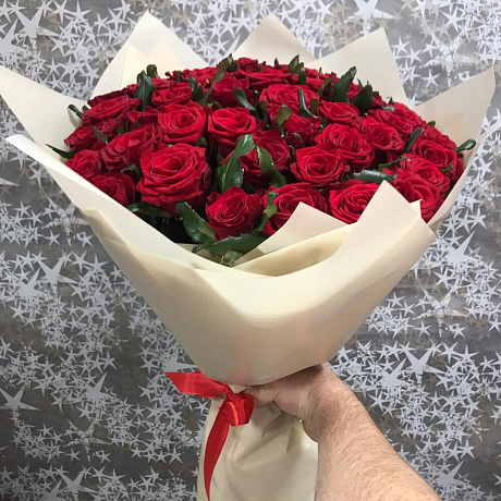 Роза красная 50см №160 - Фото 4