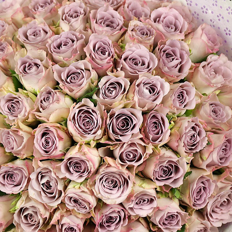 Букет из 75 сиреневых кенийских роз в упаковке - Фото 4