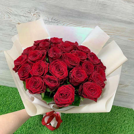 Букет из 25 красных роз (50см) №160 - Фото 5