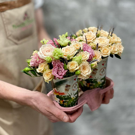 Композиция в кофейных стаканчиках с розами и лавандой - Фото 4