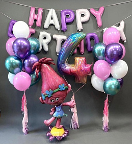 Композиция из шаров "Розочка с цифрой"