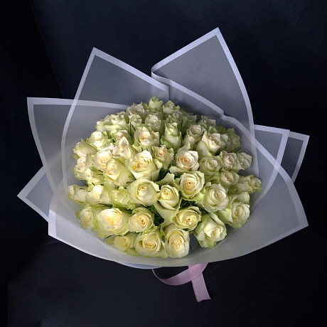 Монобкет из белой розы - Фото 2