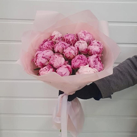 Букет из Пионов Сара Бернар 15шт №160 - Фото 3