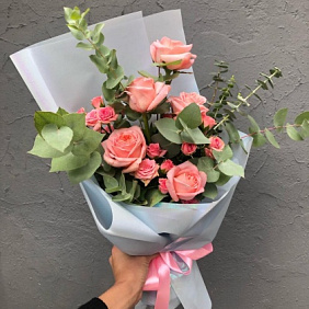 Букет цветов "Розовое чудо" №166