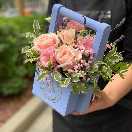 Нежная Композиция с нежной розой и ажурным лизиантусом - Фото 2