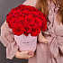 25 красных роз премиум в шляпной коробке - Фото 1
