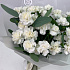 Монобукет из белых кустовых диантусов с эвкалиптом - Фото 3
