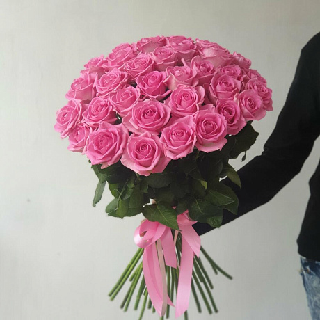 БУКЕТ ИЗ 31 РОЗОВЫХ РОЗ - Фото 3