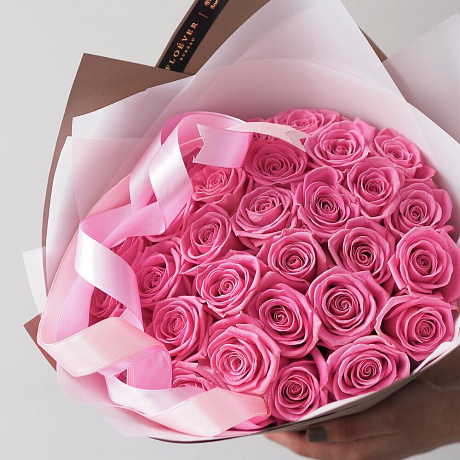 Букет из 29 роз Аква в бежевом крафте - Фото 3