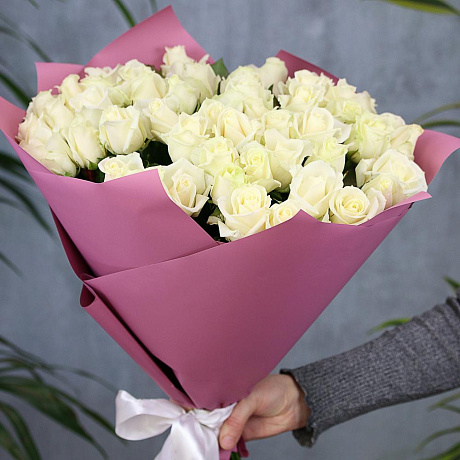 Букет из 51 белой розы (50 см) - Фото 4